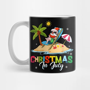 Christmas in July T-shirt Santa Claus Beach Watermelon Mug